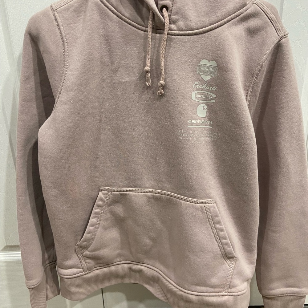 Carhartt Pink Mauve Logo Hoodie Sz M (8-10)